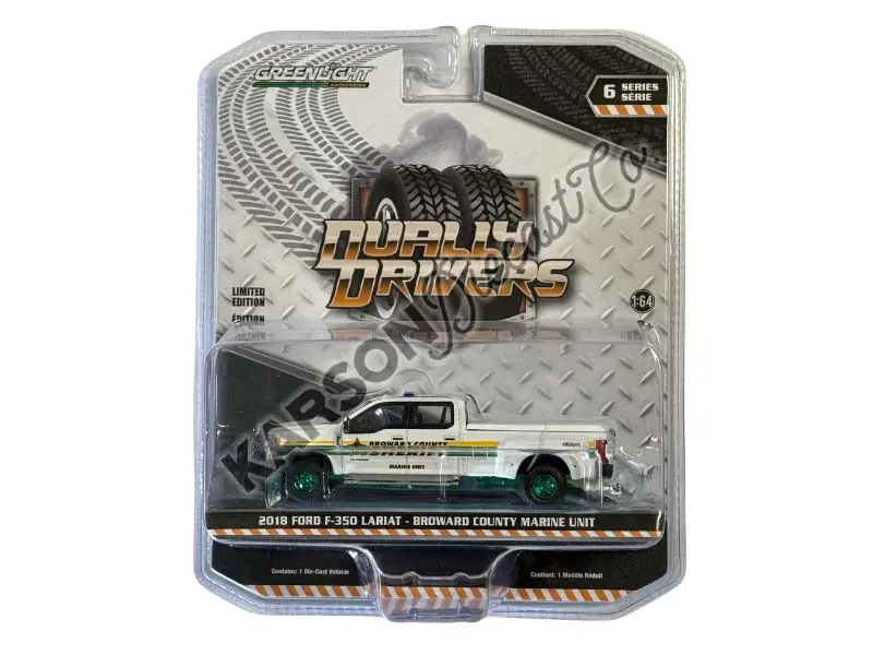 Chase 2018 Ford F-350 Dually - Broward County, Florida Sheriff’S Office (Dually Drivers Series 6) Diecast 1:64 Model - Greenlight 46060C 1