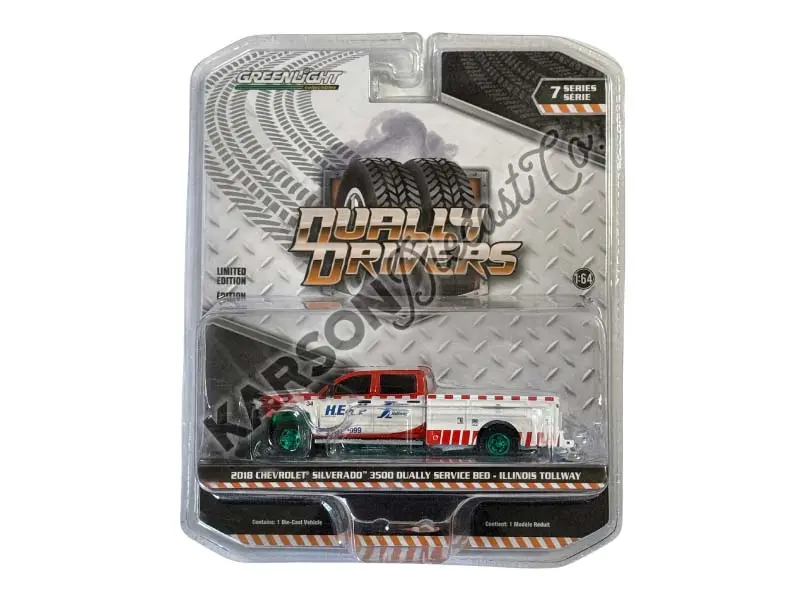 Chase 2018 Chevrolet Silverado 3500 Dually Service Bed - Illinois Tollway (Dually Drivers Series 7) Diecast 1:64 Model - Greenlight 46070D 1