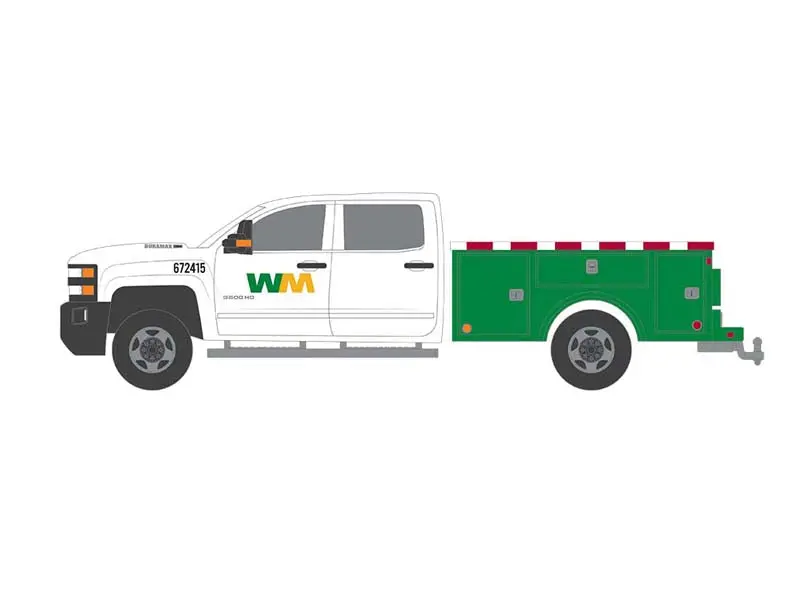 48 Count Case - 2018 Chevrolet Silverado 3500 Dually Service Bed - Waste Management (Dually Drivers) Series 10 Diecast 1:64 Scale Model - Greenlight 46100C 2