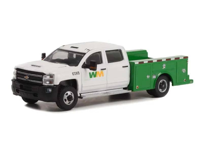 48 Count Case - 2018 Chevrolet Silverado 3500 Dually Service Bed - Waste Management (Dually Drivers) Series 10 Diecast 1:64 Scale Model - Greenlight 46100C 1