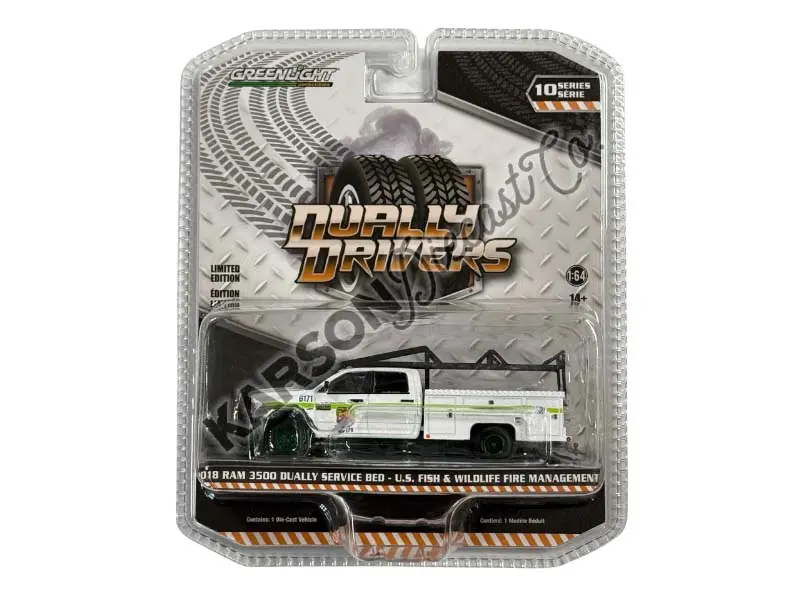 Chase 2018 Ram 3500 Dually Service Bed U.S. Fish & Wildlife - San Diego (Dually Drivers Series 10) Diecast 1:64 Scale Model - Greenlight 46100E 1