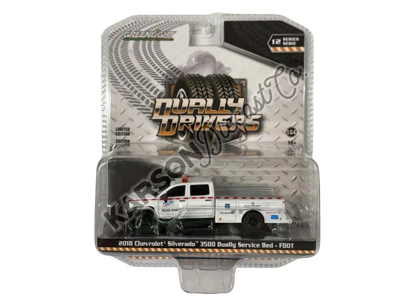 Chase 2018 Chevrolet Silverado 3500 Dually Service Bed - Florida Dot Road Ranger (Dually Drivers) Series 12 Diecast 1:64 Scale Model - Greenlight 46120D 1