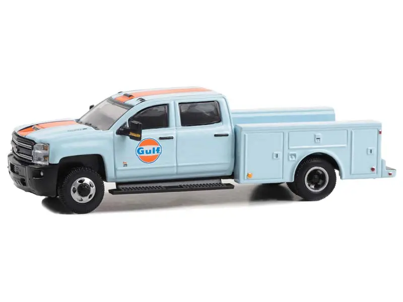 2018 Chevrolet 3500Hd Dually Service Truck - Gulf Oil (Dually Drivers Series 13) Diecast 1:64 Scale Model - Greenlight 46130C 1