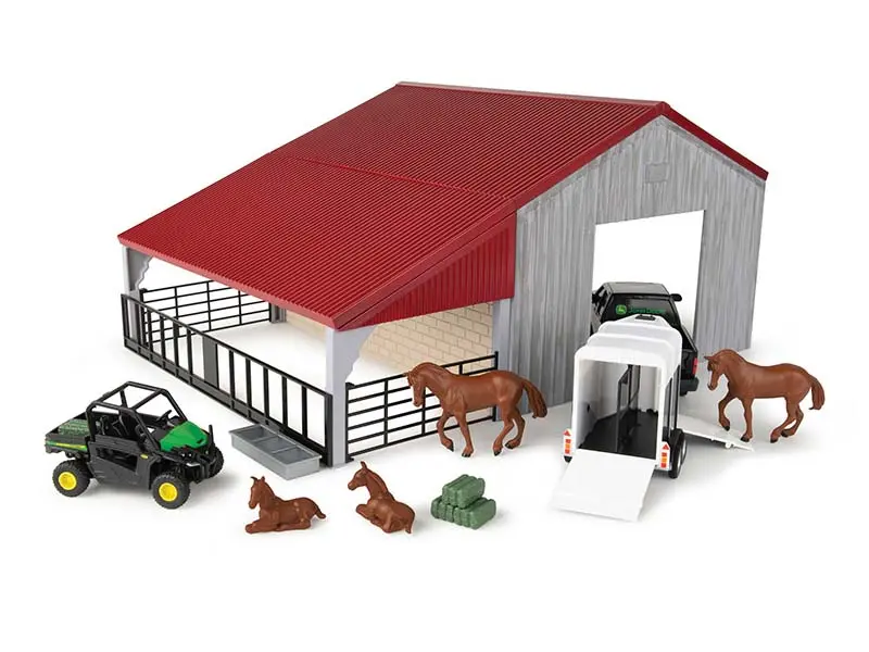 John Deere Weathered Barn Playset Unique Weathered (Big Farm Series) 1:32 Scale Model - Ertl 47522 1