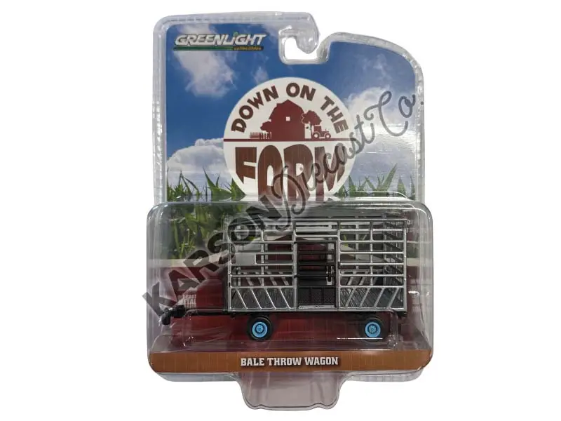 Chase Bale Throw Wagon - Light Blue (Down On The Farm Series 10) Diecast 1:64 Scale Model - Greenlight 48100F 1