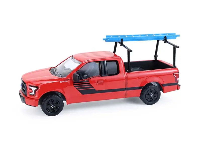 2015 Ford F-150 W/ Ladder Rack - Red (Down On The Farm Series 11) Diecast 1:64 Scale Model - Greenlight 48110E 1