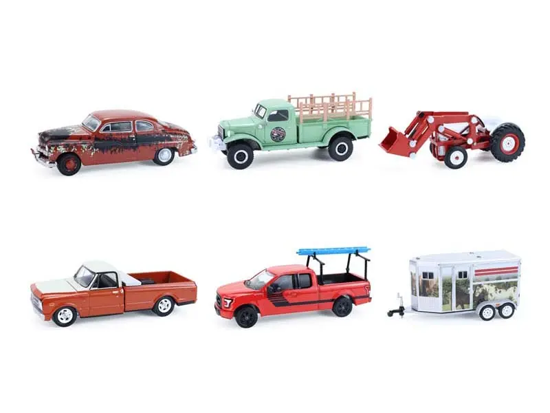 (Down On The Farm Series 11) Set Of 6 Diecast 1:64 Scale Model - Greenlight 48110 1