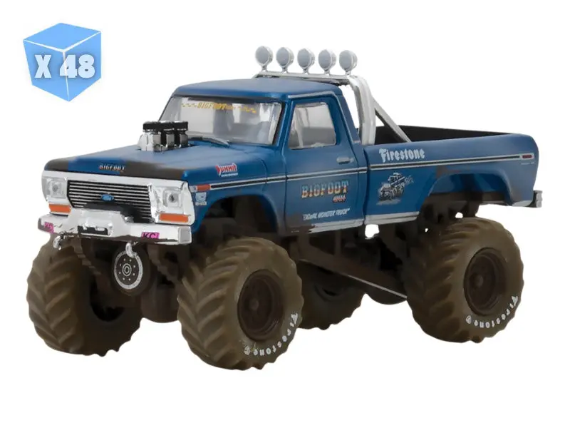Pre-Order - 48 Pack 1974 Ford F-250 Monster Truck Bigfoot #1 Dirty Version (Kings Of Crunch Series 1) Diecast 1:64 Scale Model - Greenlight 49010A 1