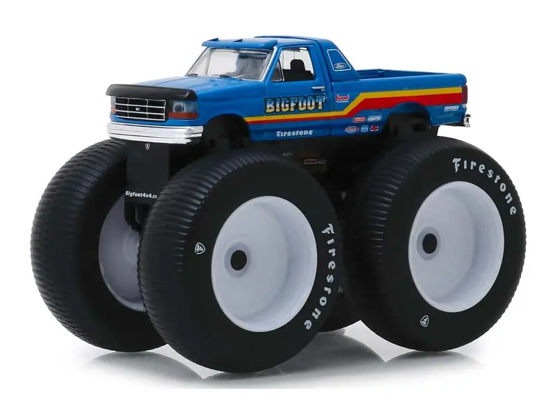 1996 Ford F-250 Monster Truck Bigfoot #7 Metallic Blue W/ Stripes (Kings Of Crunch Series 5) Diecast 1:64 Scale Model - Greenlight 49050F 1