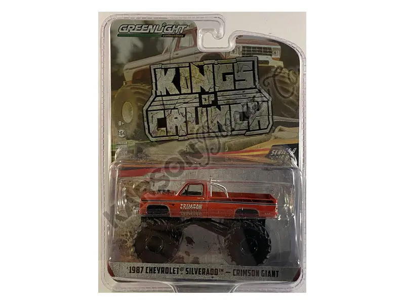 Chase 1987 Chevrolet Silverado Monster Truck - Crimson Giant (Kings Of Crunch Series 8) Diecast 1:64 Scale Model - Greenlight 49080F 1
