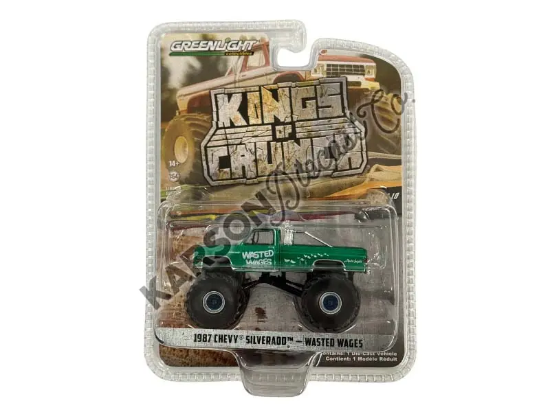 Chase 1987 Chevy Silverado Monster Truck - Wasted Wages (Kings Of Crunch Series 10) Diecast 1:64 Scale Model - Greenlight 49100D 1