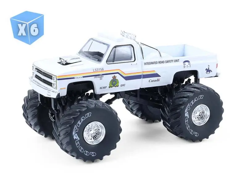 6 Pack 1986 Chevrolet Silverado - Canadian Police (Kings Of Crunch Special Edition – Hot Pursuit) Diecast 1:64 Scale Model - Greenlight 49170D 1