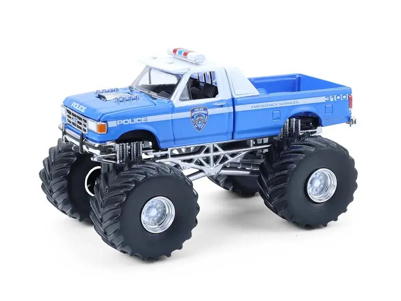 1990 Ford F-350 – Nypd (Kings Of Crunch Special Edition – Hot Pursuit) Diecast 1:64 Scale Model - Greenlight 49170E 1