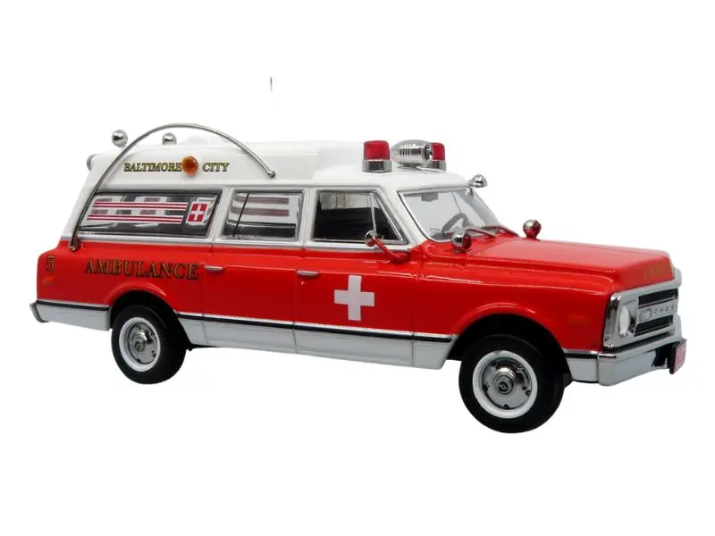 1969 Chevrolet C-10 Ambulance: Baltimore City Fire Department Diecast 1:50 Scale Model - Iconic Replicas 50-0550 1