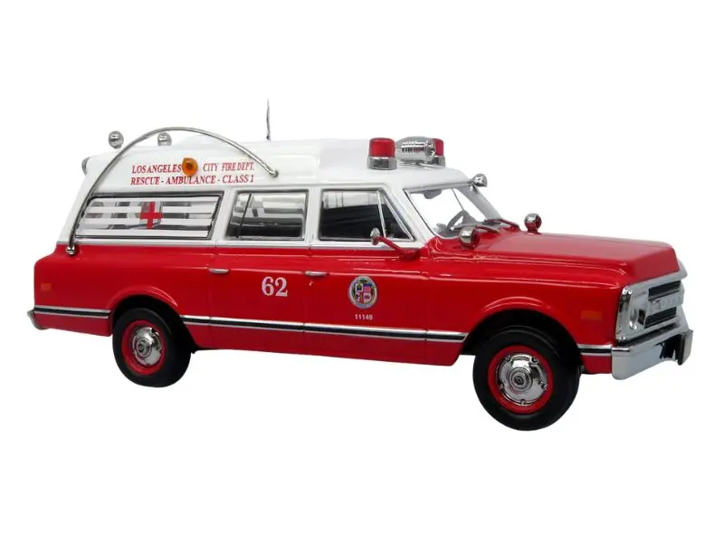 1969 Chevrolet C-10 Ambulance: Los Angeles Fire Department Diecast 1:50 Scale Model - Iconic Replicas 50-0586 1