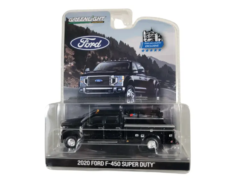 2020 Ford F-450 Super Duty Dually W/ Service Bed And Crane - Agate Black (Town & Country Toys) Diecast 1:64 Scale Model - Greenlight 51397B 1