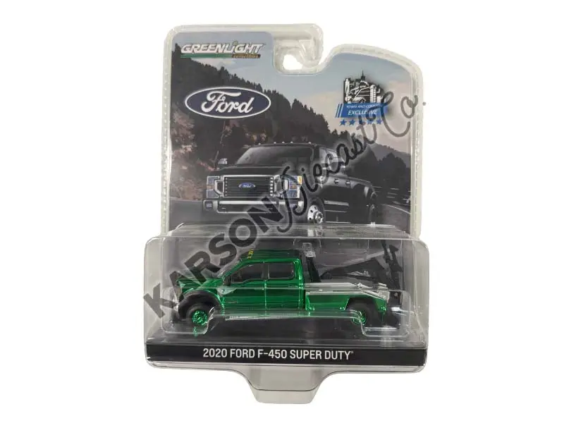 Chrome Chase 2020 Ford F-450 Super Duty Dually W/ Wrecker Bed - Agate Black (Town & Country Toys) Diecast 1:64 Scale Model - Greenlight 51398A 1