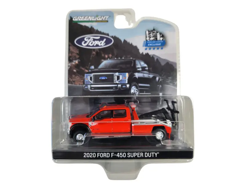 2020 Ford F-450 Super Duty Dually W/ Wrecker Bed - Rapid Red (Town & Country Toys) Diecast 1:64 Scale Model - Greenlight 51398B 1