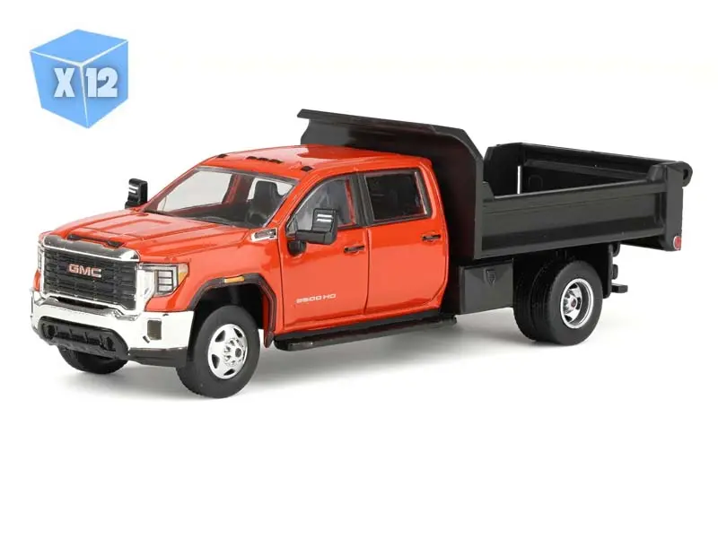 12 Pack 2022 Gmc Sierra 3500Hd W/ Dump Bed - Cardinal Red Diecast 1:64 Scale Model - Karson Diecast Co. 51563B 1