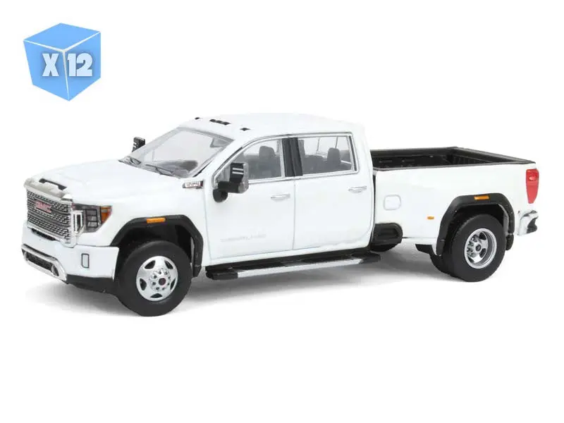 12 Pack 2022 Gmc Sierra 3500 Denali Dually - White Frost (2Nd Edition) Diecast 1:64 Scale Model - Karson Diecast Co. 51678B 1