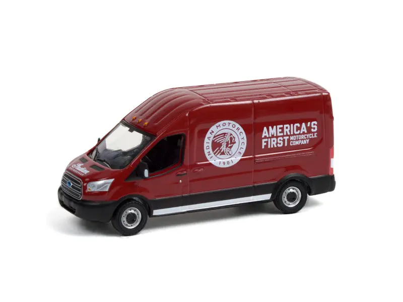 2015 Ford Transit Lwb High Roof - Indian Motorcycles (Route Runners Series 3) Diecast 1:64 Scale Model - Greenlight 53030B 1