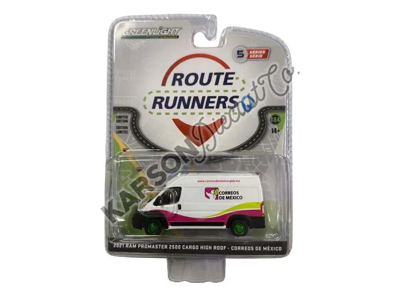 Chase 2021 Ram Promaster 2500 Cargo High Roof - Correos De Mexico (Route Runners Series 5) Diecast 1:64 Scale Model - Greenlight 53050F 1