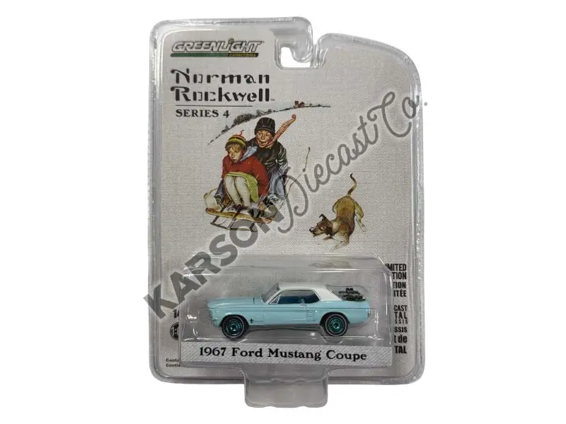 Chase 1967 Ford Mustang Coupe W/ Trunk Ski Rack And Skis (Norman Rockwell Series 4) Diecast 1:64 Scale Model - Greenlight 54060D 1