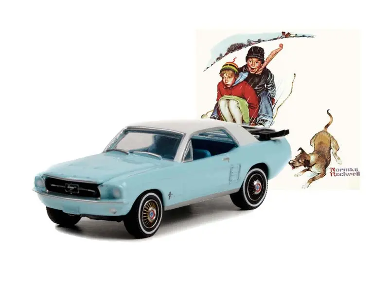 1967 Ford Mustang Coupe W/ Trunk Ski Rack And Skis (Norman Rockwell Series 4) Diecast 1:64 Scale Model - Greenlight 54060D 1