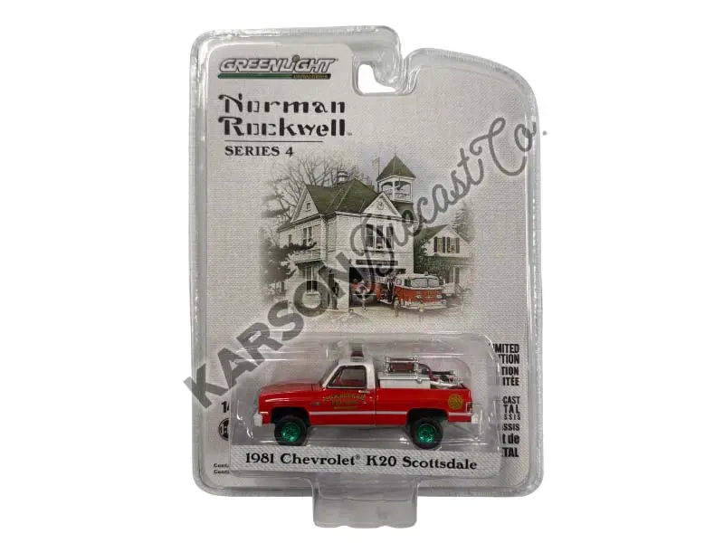 Chase 1981 Chevrolet K20 Scottsdale - Stockbridge Fire Department (Norman Rockwell Series 4) Diecast 1:64 Scale Model - Greenlight 54060E 1