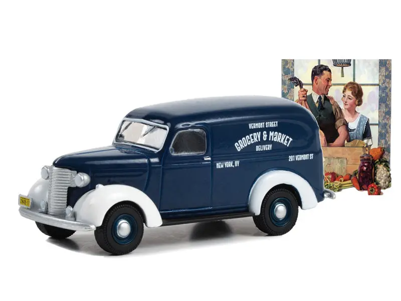 1939 Chevrolet Panel Truck - Grocery & Market Delivery (Norman Rockwell Series 5) Diecast 1:64 Scale Model - Greenlight 54080A 1