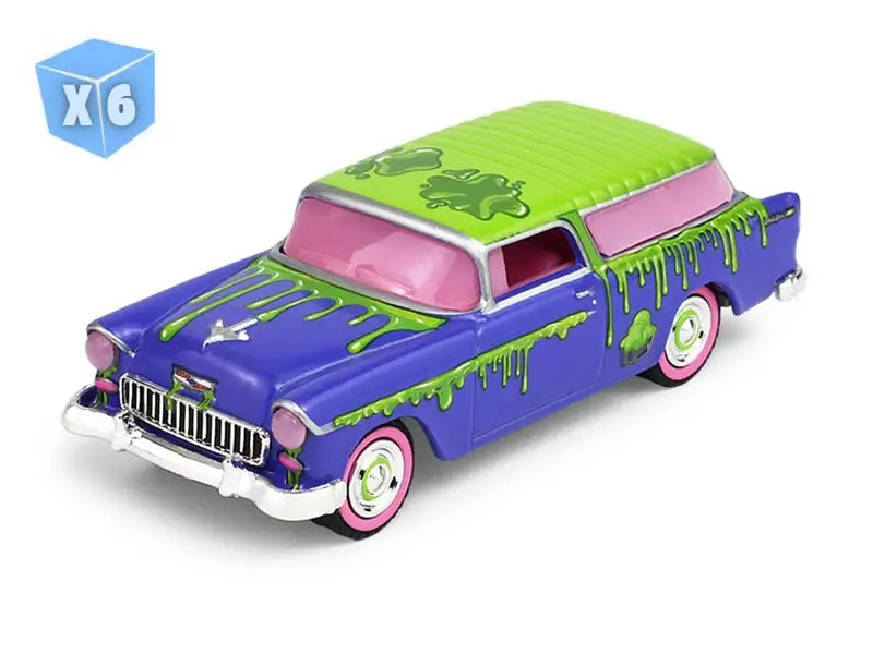 Pre-Order - 6 Pack 1955 Chevrolet Nomad - Leaky Lindsay (Garbage Pail Kids Series 9 - 40Th Anniversary) Diecast 1:64 Scale Model - Greenlight 54130C 1