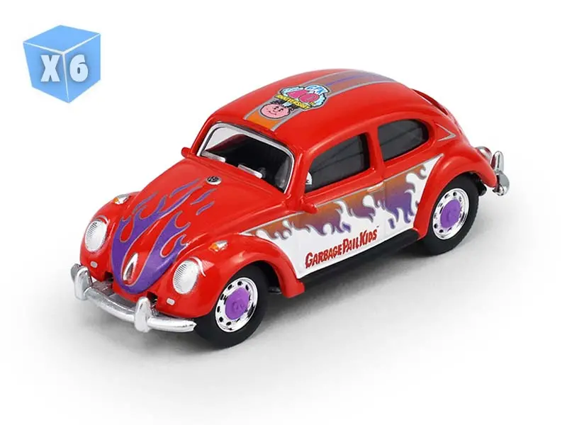 Pre-Order - 6 Pack Classic Volkswagen Beetle - Lily No Problema (Garbage Pail Kids Series 9 - 40Th Anniversary) Diecast 1:64 Scale Model - Greenlight 54130E 1