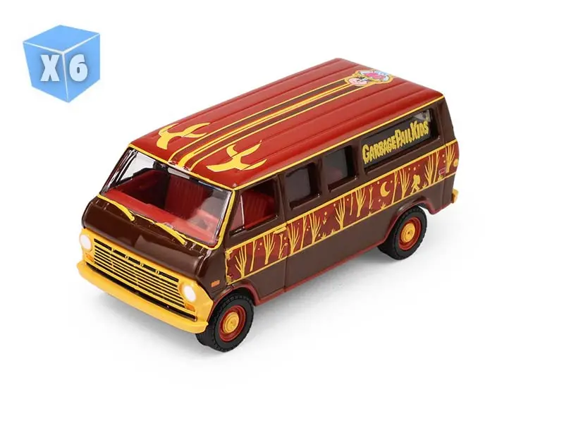 Pre-Order - 6 Pack 1970 Ford Econoline – Uncanny Ali (Garbage Pail Kids Series 9 - 40Th Anniversary) Diecast 1:64 Scale Model - Greenlight 54130F 1