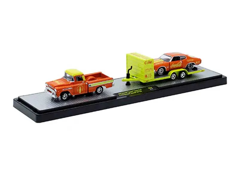 1958 Chevrolet Apache Cameo Truck And 1970 Chevrolet Chevelle Ss 454 (Coca-Cola Auto Haulers) Diecast 1:64 Scale Model - M2 Machines 56000-Tw43 1