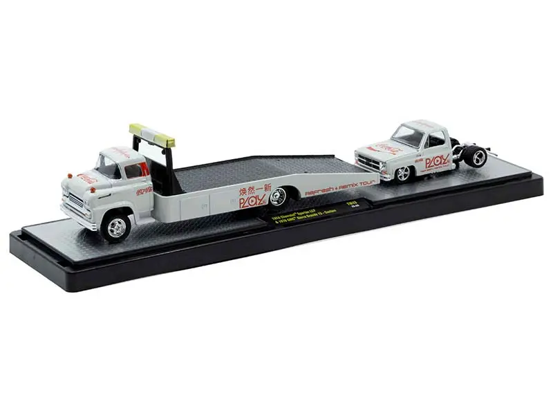 1958 Chevrolet Spartan Lcf And 1976 Gmc Sierra Grande 15 Custom (Coca-Cola Auto Haulers) Diecast 1:64 Scale Model - M2 Machines 56000-Tw43 1