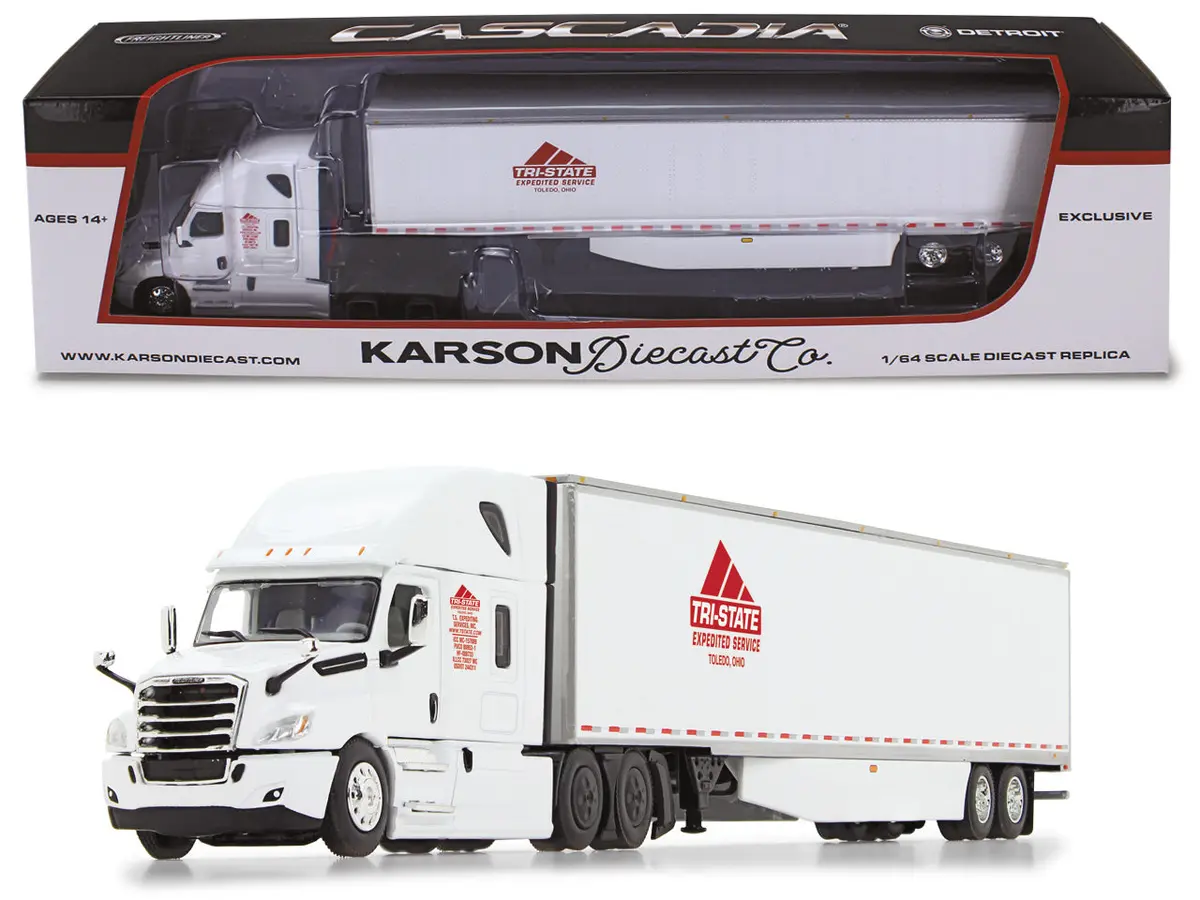 2018 Freightliner Cascadia High-Roof Sleeper W/ 53' Utility Trailer (Tri-State Expedited) Diecast 1:64 Scale Model - Karson Diecast Co. 60-1508 1