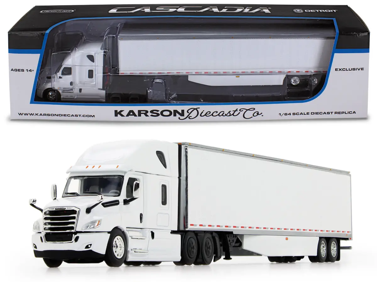 6 Pack Case - 2018 Freightliner Cascadia High-Roof Sleeper W/ 53' Utility Trailer (Karson Diecast Exclusive) Diecast 1:64 Scale Model - 60-1522 1