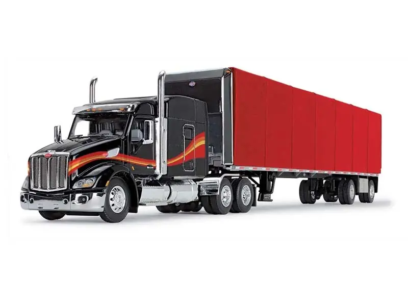 Peterbilt Model 579 W/ 72" Mid-Roof Sleeper & 53' Utility Roll Tarp Trailer Diecast 1:64 Scale Model - First Gear 60-1610 1
