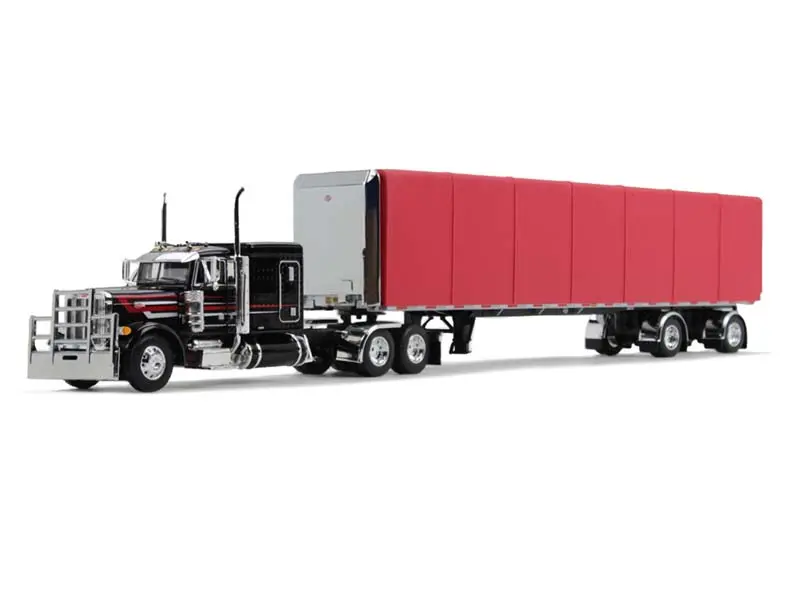 Peterbilt Model 379 W/ 63" Flat Top Sleeper & 53' Utility Roll Tarp Trailer Diecast 1:64 Scale Model - Dcp 60-1612 1