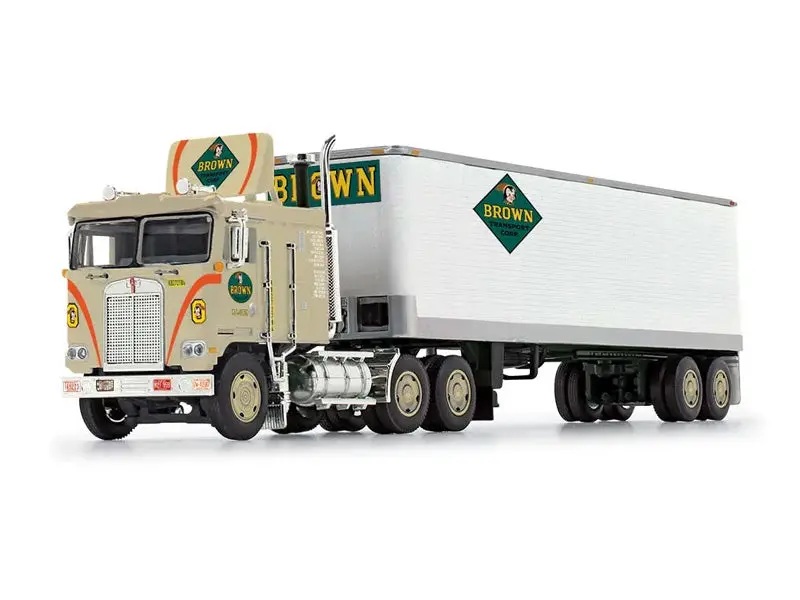 Kenworth K100 Coe Flat Top W/ Air Foil & 40' Vintage Trailer (Fallen Flag #48: Brown Transport Corp.) Diecast 1:64 Scale Model - Dcp 60-1613 1