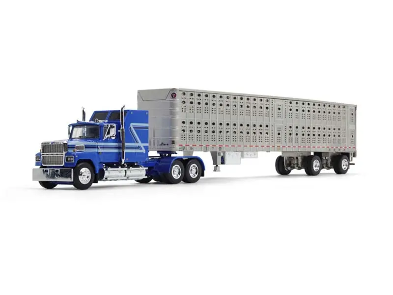 Ford Ltl 9000 W/ 60" Aerodyne Sleeper & Wilson Stockmaster Psal Livestock Trailer Diecast 1:64 Scale Model - Dcp 60-1769 1