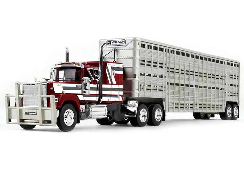 Mack Super-Liner W/ 60" Flat Top Sleeper Cab W/ 45' Wilson Vintage Livestock Trailer Diecast 1:64 Scale Model - Dcp 60-1970 1
