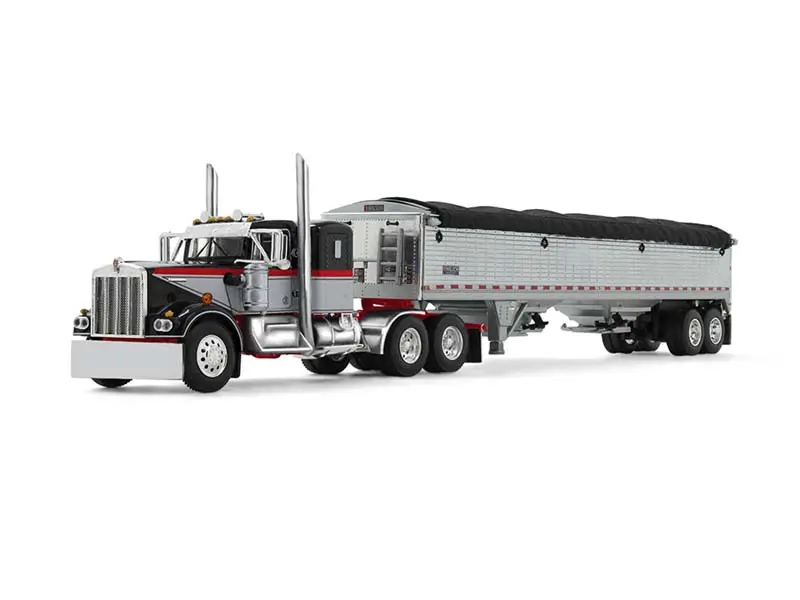 Kenworth W900a W/ 36" Sleeper & 43' Wilson Pacesetter Grain Trailer Gray/Viper Red Diecast 1:64 Scale Model - Dcp 60-2137 1