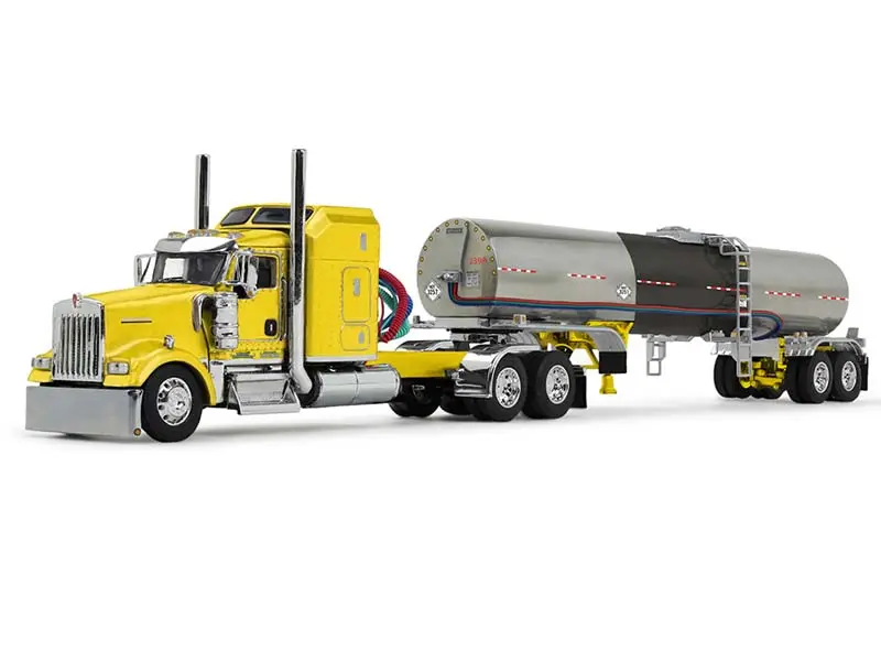 Kenworth W900l W/ 60" Aerodyne Sleeper And Brenner Tank Trailer (Double C Transport) Diecast 1:64 Scale Model - Dcp 60-2147 1