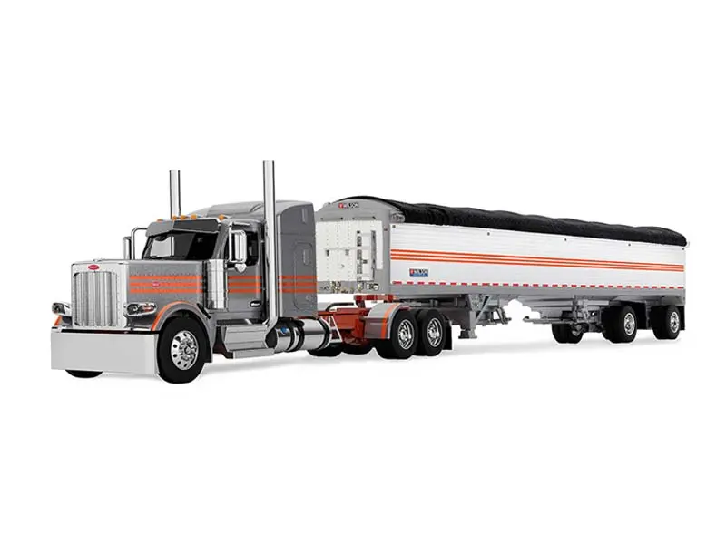 Pre-Order Peterbilt Model 589 W/ 58" Mid-Roof Sleeper & 50' Wilson Pacesetter Grain Trailer Diecast 1:64 Scale Model - Dcp 60-2173 1