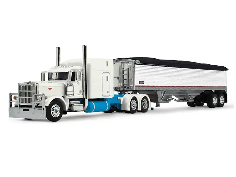 Peterbilt Model 389 W/ 63 Mid-Roof Sleeper And 43 Wilson Pacesetter High Sided Grain Trailer - Capitola Trucking Diecast 1:64 Scale Model - Dcp 60-2207 1