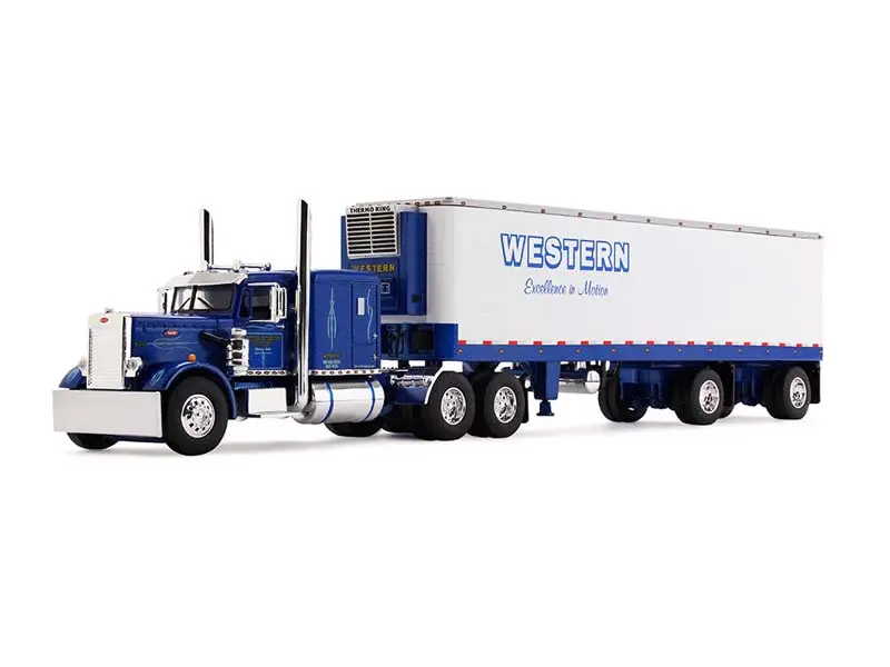Peterbilt Model 351 W/ 63" Flat Top Sleeper & 40' Vintage Trailer W/ Reefer - Western Distributing Diecast 1:64 Scale Model - Dcp 60-2285 1