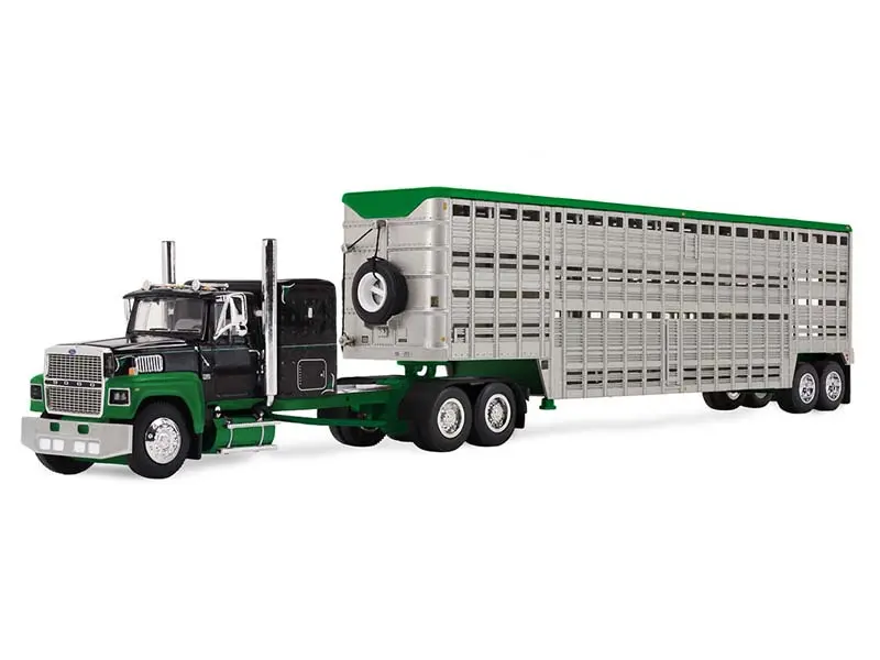 Pre-Order Ford Ltl 9000 W/ 60" Flat Top Sleeper & 45' Wilson Vintage Livestock Trailer Diecast 1:64 Scale Model - Dcp 60-2294 1