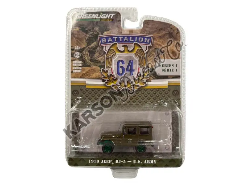 Chase 1970 Jeep Dj-5 - U.S. Army (Battalion 64 Series 1) Diecast 1:64 Scale Model - Greenlight 61010C 1