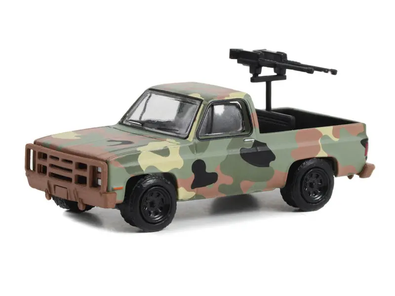 1984 Chevrolet M1009 Cucv In Camouflage W/ Mounted Machine Guns (Battalion 64 Series 3) Diecast 1:64 Model - Greenlight 61030E 1
